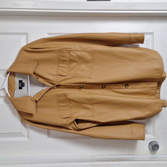 Anthropologie Maeve Faux Leather Shirt Jacket Sz M - Picture 2 of 5